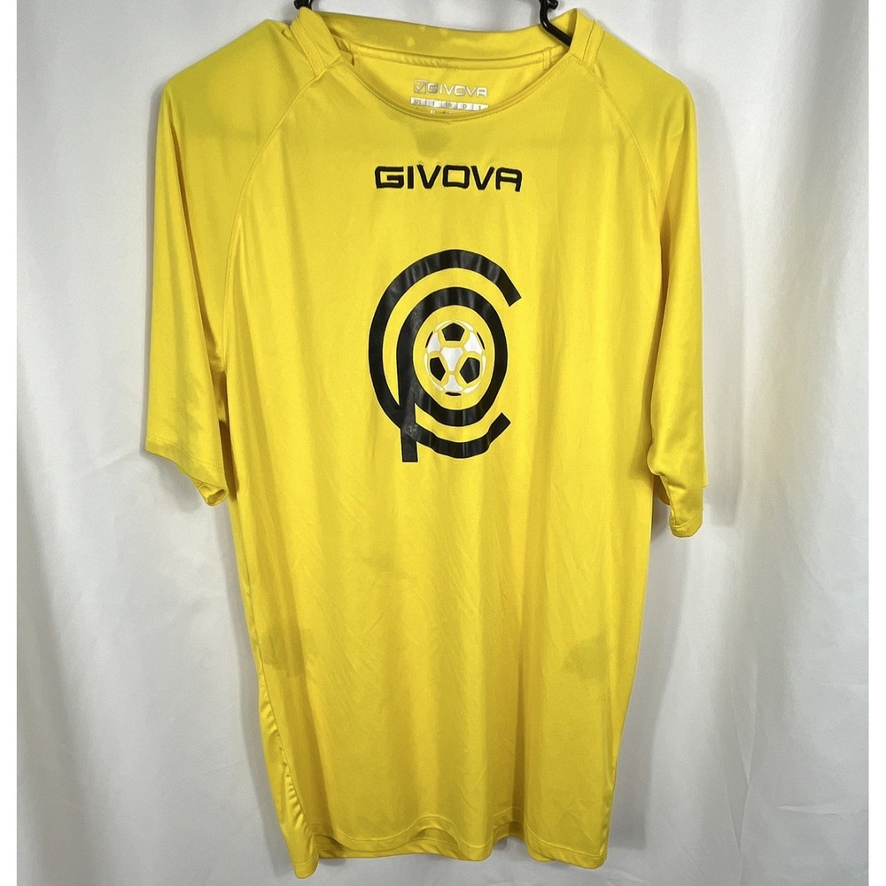 GIVOVA Men's Yellow Short Sleeve Soccer Jersey Shirt, Polyester,‎ Size Large